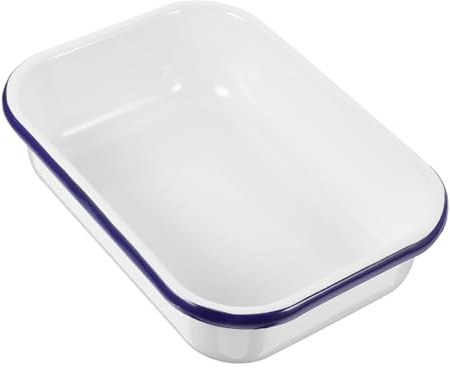 PAMINGONO Enamel Food Baking Tray 15x22cm Thickened Non-Stick Heat-Resistant Storage Pan Multifunctional Kitchen Bake Pan for Home and Restaurant