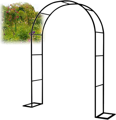 Grande arche de jardin en aluminium pour plantes grimpantes - Support de concombre - Cadre noir - 120 x 220 x 40 cm - Parfait pour la décoration de jardin et la croissance des plantes