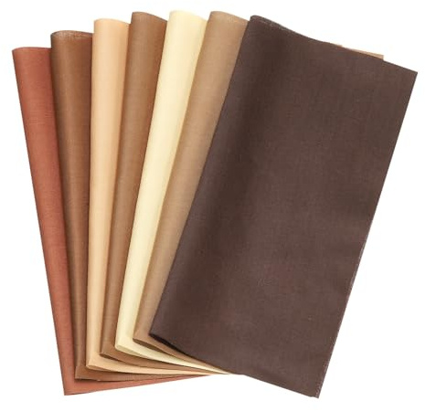 PATIKIL Bomullstygpaket, 7 st 20 x 20 cm fat quarter enfärgade förskurna tygrutor för sömnad lappverk quiltning gör-det-själv-hantverk, brun