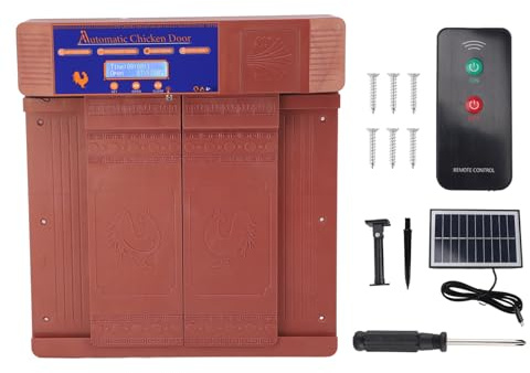 Porta solare automatica di pollo Porta a doppio tipo di controllo remoto Porta di gallina per gallina per plastica di fattoria d'oca d'anatra 403 x 365 x 85 mm (ottone antico)