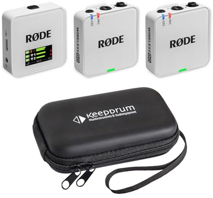 Rode Wireless GO Gen 3 Drahtloses 2-Kanal Mikrofon-Funksystem Weiss mit keepdrum Softcase