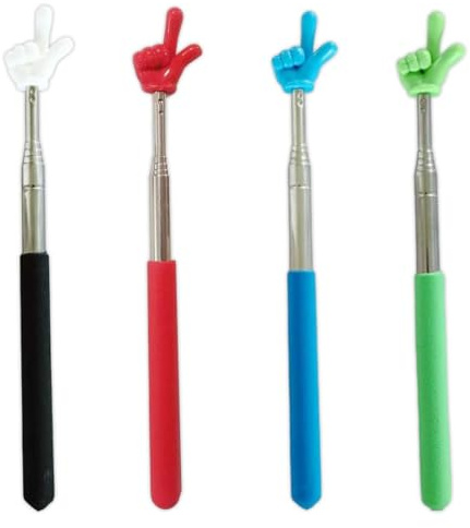 OUDQFCJ 4 Stück Zeigestab Ausziehbar, Teleskop Lehrer Zeiger, Klassenzimmer Finger Zeigestock, Edelstahl Ausziehbarer Zeigestab für Unterricht im Klassenzimmer, Vorlesungen(Schwarz, rot, gelb, grün)