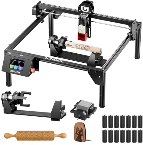 LONGER Ray5 Lasergravurmaschine Set, mit Air Assist Stützfüßen & Klemme, für Holz, Metall & Glas DIY CNC Gravur, 5W, 400 × 400 mm Arbeitsbereich