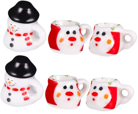 WEKAMOS 2 Juegos Tazas y Teteras Porcelana con Diseño de Muñeco para Casa de Muñecas Accesorios Cocina Juego Imaginativo