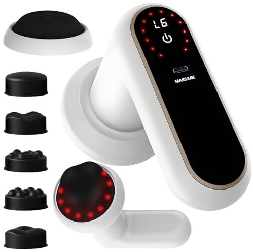 BLOGLOER Nackenmassagegerät Elektrisch mit Touchscreen, Rücken Massagegerät mit 3 Modi, 6 Einstellbare Frequenzen, Schulter Kabellos Massage, Weiß