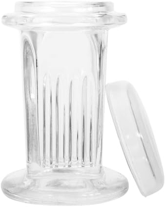 Durlo Färbebehälter aus Glas mit rundem Deckel, Kapazität für 5 Objektträger für Labore, hohes Färbegefäß aus weißem Glas