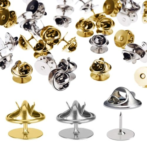 THQAE 60 Pairs Frizione per Pin Farfalla,Chiusure a Farfalla,Farfalla Frizione con Vuoto,Butterfly Clutch Tie Tacks per Artigianato e Gioielli Making