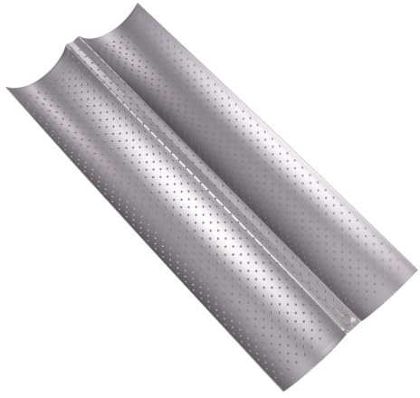 POPETPOP Molde de Pan para Hornear 2 Ranuras Onduladas de Acero Inoxidable | Antiadherente, Limpieza Fácil, Transfiere el Calor Uniformemente, Accesorio de Repostería, Color Plata
