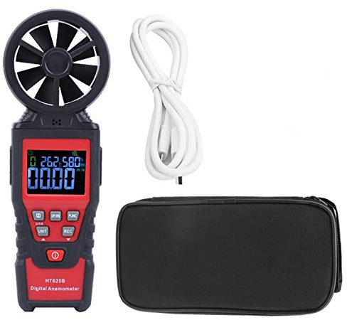 Anemometro Digitale Portatile, Misuratore Velocità Temperatura e Umidità, HT625B Compatto e Facile da Usare - Display Retroilluminato, Misurazioni Accurate per Esterni e