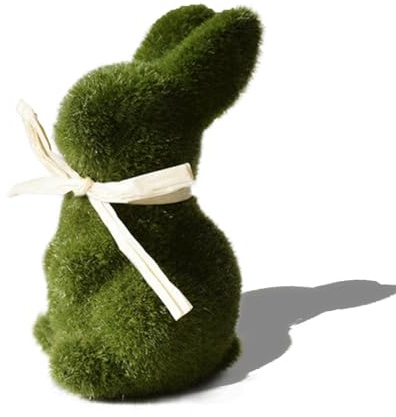 Wshxjzyay Moss Bunny, Easter Flocked Bunny Picks, Green Rabbit, Moss Bunny Decoration for Home Office Table Decor, Party Supplies Gifts for Kids and Friends