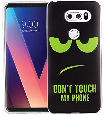 König Design Handyhülle kompatibel mit LG V30 Silikon Case Hülle Sturzsichere Back-Cover Handyhülle - Don't Touch My Phone Grün Schwarz