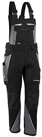 Grizzlyskin Salopette Iron – Pantaloni da Lavoro per Uomini e Donne, Unisex Blaumann, Pantaloni protettivi in Coduro con Molte Tasche, Taglia Normale Nero/Grigio 60