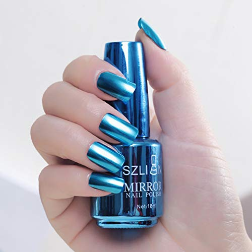 Allbestaye 18ml Polish Mirror Nail Polish, Varnishes Metallic Mirror Glitter Nail 16 Colors