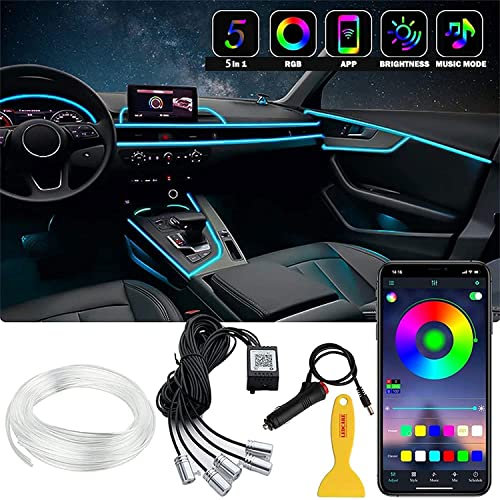 Éclairage LED Voiture Intérieur, Lampe Ambiance 5 in 1 RGB, Contrôle APP Auto, Éclairage D'ambiance Voiture