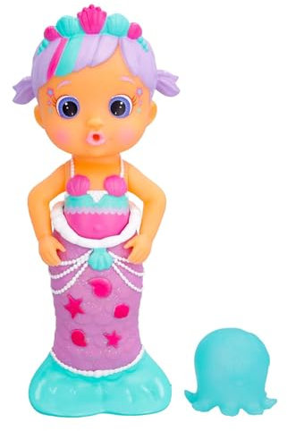 BLOOPIES Magic Tail Meerjungfrauen-Meerjungfrauen-Puppe mit abnehmbarem glänzendem Schwanz und ihrem Meeresfreund; Spritzt Wasser und bläst Blasen, Badespielzeug und Spiel für Jungen und Mädchen