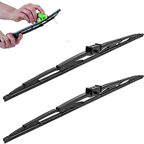 32 Heavy Duty Windshield Wiper Blade Pair with Wide Saddle Mount for Motorhome Recreational Vehicle RV and Bus with 1PCS Rubber Regroove Tool Trimmer Restorer Window Wiper Blade (Set of 2）