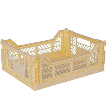 AYKASA Klappkiste, stabile Faltkiste aus Kunststoff, stapelbar, Banana, Midi (40x30x14cm)