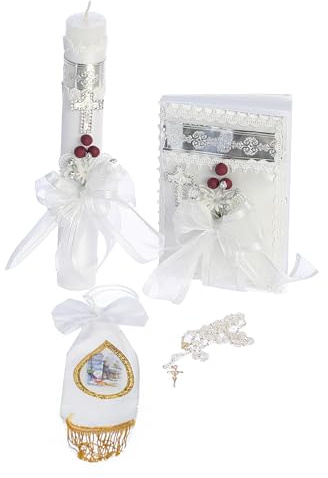 Holy First Communion Candle Set for Boy Catholic Gifts w/Bible - 1st Velas para Primera Comunion de Niños Spanish