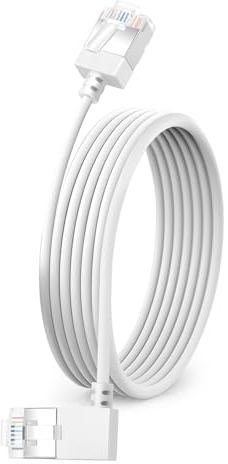 Dutevolns Cat6A Ethernet Kabel 90° linksgewinkelt 10M, 10Gbps 550MHz UTP | Cat6A Ethernet-Kabel 90° links Gewinkelt, lan kabel 90 grad stecker, lan kabel winkel, für PC/Router (Weiß).