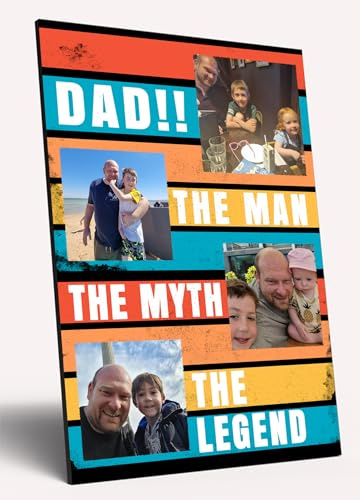 The Plum Penguin Personalised Dad Photo Gift from Kids Father's Day Memories Birthday Christmas Celebrate Custom Large Wooden Plaque for Best Dad Grandad