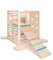 HomeForDreams Wooden Montessori Inspired Square Climbing Tower for Toddlers: Foldable Indoor Playground with Accessory Boards (Rainbow, with Inner Board and Ladderboard)