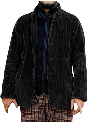 ZRYAZQ Veste Velours Cotele Homme Casual Chic Veste Homme Mi Saison Coupe Vent Homme Baggy Blousons Homme Affaires Costume Trench Coat Homme Blazer Cardigan Homme Bouton Parka Manteau Homme Hiver