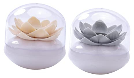 OFFSCH 2 Pezzi Porta Bastoncini di Cotone A Forma di Loto Porta Stuzzicadenti Scatola di Immagazzinaggio da Scrivania Realizzato in Plastica Resistente