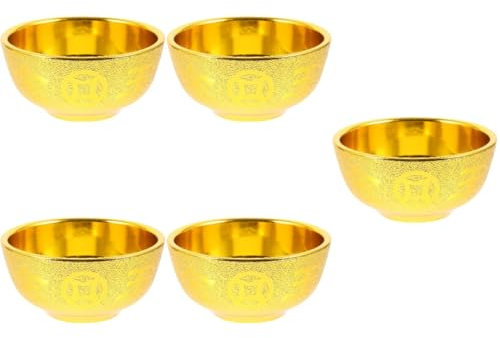 Mipcase 5 Pezzi ciotola vegetariana tazza con di grandi dimensioni ciotole chiave scodella tazze di liquore d'oro bicchieri di plastica dorata offrire tazza Golden