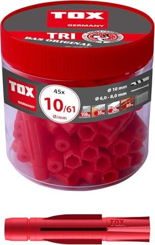 TOX Allzweckdübel Tri M 10 x 61 mm in Runddose, Dübel für fast alle Baustoffe, 45 Stück, 010260081