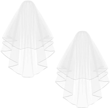ShiningUU Hen Do Veil 2Pcs Hen Party Veils, 2-Tier Tulle Bride to Be Veil with Comb, Vintage Wedding Bridal Accessories for Brides Shower, Bachelorette Party, Hen Night, Hens Parties Decor