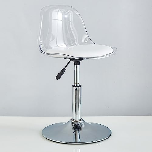 GAORUTO Set di Sgabelli da Bar, Sgabelli da Bar Girevoli con Schienale, Sgabelli da Bar Trasparenti Regolabili, Sedie da Bar per La Colazione da Cucina Moderne Senza Braccioli Transparent,Short