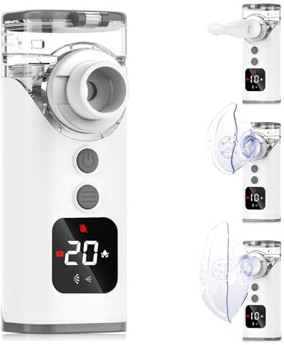 HITHINKMED Inhalationsgerät kinder, Wiederaufladbarer Inhalator mit Countdown-Timer und Automatischer Reinigungsfunktion, Inhaliergeräte für Erwachsene Für den Heim- und Reisegebrauch (Grau)