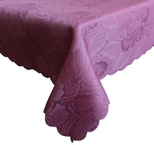 Damast Tischdecke 130x220cm Tischtuch Tischwäsche Tafeltuch Jacquard Eckig Rosen (Altrosa)