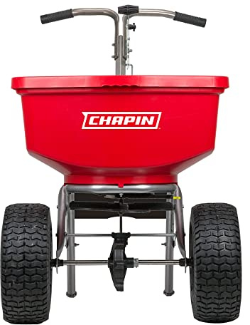 Chapin International 8400C 100 Lb. Capacity Made in USA Professional Spreader with Stainless Steel Frame, Red