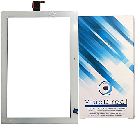 Visiodirect® Vetro Touchscreen per Lenovo Tab Tab 10 TB-X103F 10 Tablet Bianco