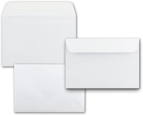 Briefumschläge in Weiss - 100 Stück - Kuverts in DIN B6 Format 125 x 185 mm - 120 Gramm pro m² - Größer als DIN B6 für besonders dicke Faltkarten - Haftklebung - ideal für Weihnachten und Einladungen