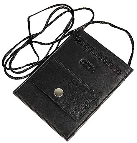 BOCCX Kleiner Brustbeutel Leder Brusttasche Klarsichtfach RFID Security Wallet