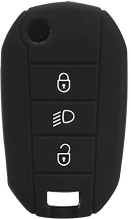 AAlamor Silikon-Schutzhülle für Autoschlüssel, für Peugeot 3008 208 308 – Schwarz