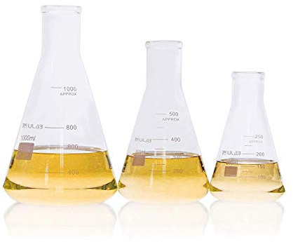 ULAB Scientific Narrow-Mouth Glass Erlenmeyer Flask Set, 3 Sizes 250ml 500ml 1000ml, 3.3 Borosilicate with Printed Graduation, UEF1022