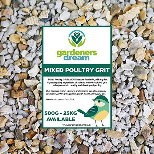 GardenersDream Mixed Poultry Grit | Premium Natural Food Mix | Added Oyster Shell | Rich in Vitamins and Calcium | Strong Beaks, Tough Bones & Large Eggs | Healthy & Developed Animal Feed (12.5kg)