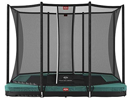 Berg Ultim Favorit Trampoline InGround 280 cm grün + Safety Net Comfort | Premium Trampolin, Hohe Qualität Kinder Trampolin, Robust und Sicher, Rechteckig