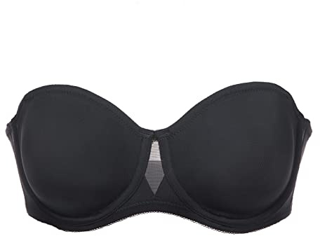 Delimira Women's Strapless Bras for Bigger Bust Non Padded Smooth Underwire Black 36E