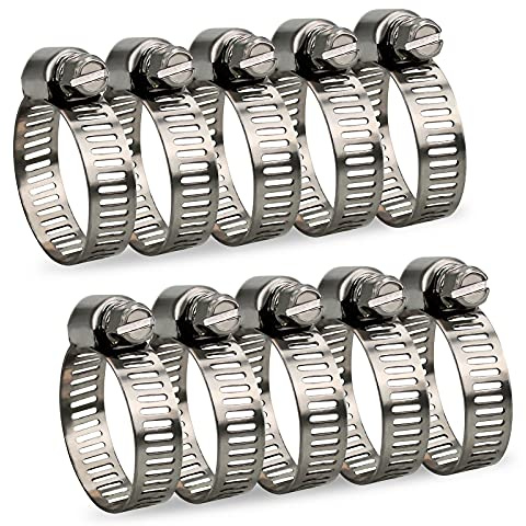 InduSKY Schlauchschelle Set 16-25mm Einstellbare Edelstahl Schlauch Clips Rohrschellen Schlauchklemmen Sortiment Kit für Haus Gas Rohr, Wasser Rohr, Tank, Automobil-Tubing 10 Stücke (16-25mm)