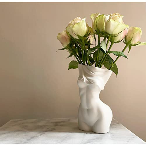 Cutfouwe Weibliche Körpervase Deko Vase Weiß Keramik Vase Pampasgras Blumenvase Menschliches Körper Form Minimalistische Dekorative Vase Für Wohnzimmer Home Deko (C, Modern vase)