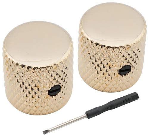Musiclily Pro 1/4 Potiknöpfe Flache Oberfläche Schraubbar Gold 2 Stück | Universeller Passende, Stahl,für E-Gitarre oder Bass