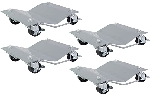 TRUTZHOLM Rangierhilfe für PKW 4 Stück jeweils 680 kg Rangierroller insgesamt 2720 kg belastbar V Form Schwenkgriff 360° drehbar Auto PKW SUV Reifenwagen Reifenhalter