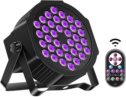 UKing 72W Projecteur LED Noir 36 LED Par avec Télécommande et Contrôle DMX, UV Lampe de Scène pour Halloween Noël pour DJ Disco Noël Éclairage de scène