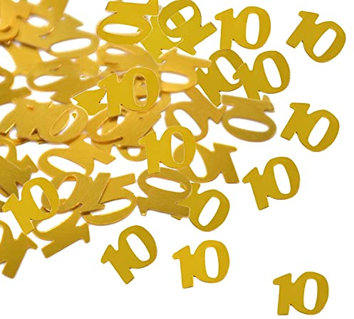 10. Geburtstag Jubiläum Konfetti goldene,Zahlenkonfetti Tischdeko Streudeko,Streudeko für Geburtstagsfeier, Motto-Party,Geburtstags Zahlen-Konfetti,Glitter Geburtstags-Deko, Gold