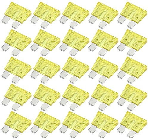 X AUTOHAUX 25pcs Blade Style Fuses 20A for Automotive Car Boat Yellow | Replacement, for Automotive Car Boat Truck SUV RV Motorcycle, Yellow
