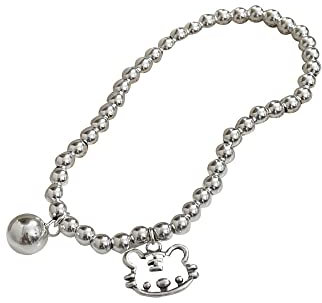 YUUKI Armband Silber 925 Damen,Tennisarmbänder Für Frauen Kleiner Tiger Armband Armreifen Mit Runden Perlen Elastisches Armband 925 Silber Armband Modeschmuck Für Männer Frauen